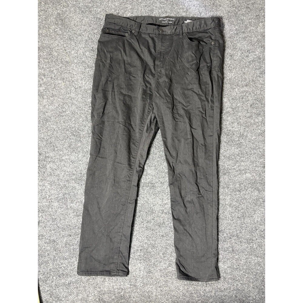 Banana Republic Jeans Mens 36x27 Gray Athletic Fit Charcoal Travel Jean Stretch
